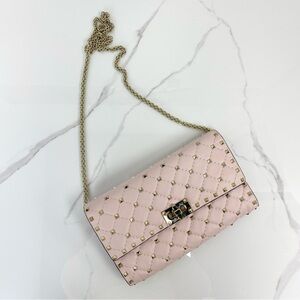 Valentino Rockstud Spike Nappa Leather Crossbody Clutch Bag